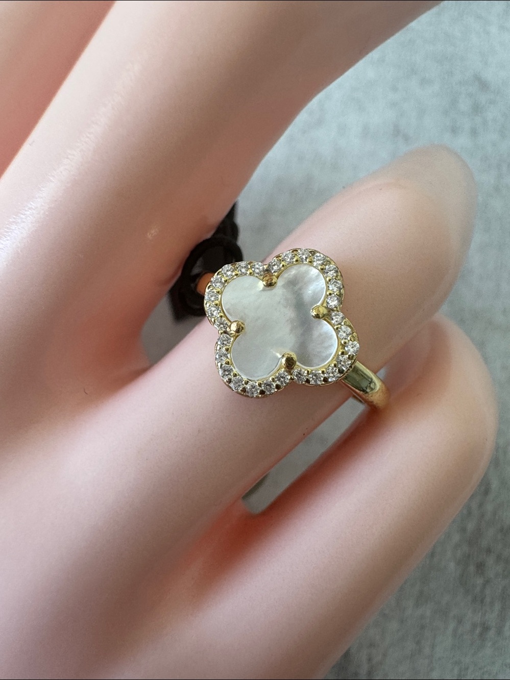 Gemolio 925 Sterling Silver Gold Plated Ring W Genuine Mother Of Pearl Sz. 7 - Picture 3 of 8